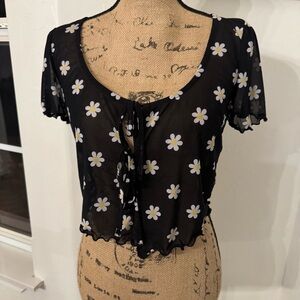 Floral Black Sheer Women's Top